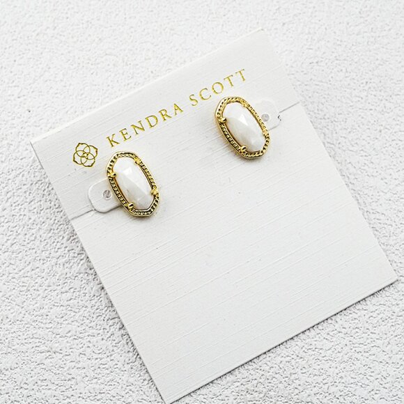 Kendra Scott White Shell Stud Earrings - Picture 1 of 1